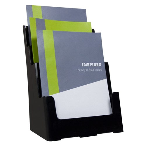 Deflecto Brochure Holder A4 Sustainable Office 3 Tier 60% Recycled Black | Better Office