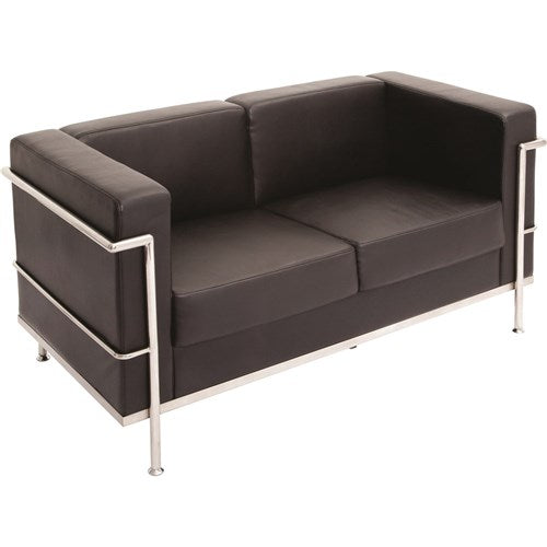 Rapidline Space Lounge Two Seater With Chrome Frame Black PU Upholstery