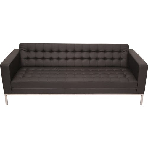 Rapidline Venus Triple Sofa Stainless Steel Frame Button Finish Black PU Upholstery