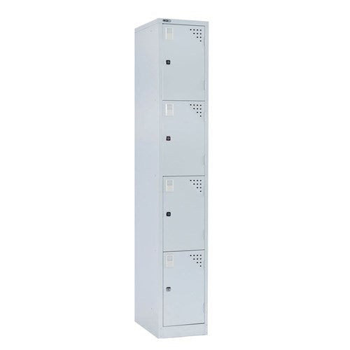 Rapidline Go Locker 4 Door 380W x 455D x 1830mmH Silver Grey