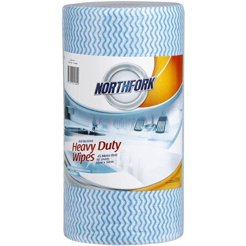 Northfork Antibacterial Heavy Duty Wipes Roll 90 Sheets Blue