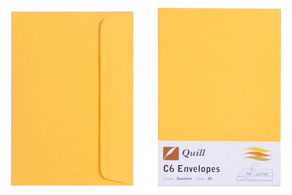 ENVELOPE QUILL C6 80GSM SUNSHINE PK25