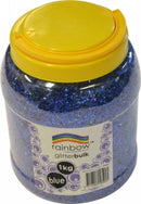 Glitter Rainbow Bulk 1kg Jar Blue