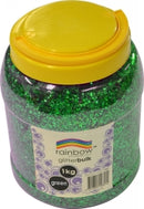 Glitter Rainbow Bulk 1kg Jar Green