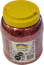 GLITTER RAINBOW BULK 1KG JAR RED