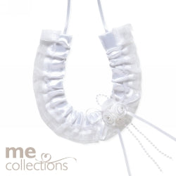 WEDDING CHARM ME HORSESHOE W/FLOWER CLUSTERS WHITE