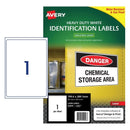 Sp- Labels Avery Laser L7067 H/Duty 199.6x289.1mm 1up Pk10