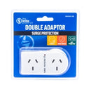 DOUBLE ADAPTOR THE BRUTE POWER CO. FLAT LEFT+SURGE PROTECTION WHITE