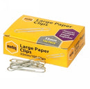PAPER CLIPS MARBIG 33MM LARGE ROUND CHROME PK100 BX10
