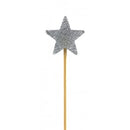 CANDLE ALPEN LONG STICK SILVER GLITTER STAR