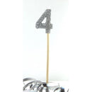 CANDLE ALPEN LONG STICK SILVER GLITTER NO.4