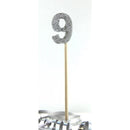 CANDLE ALPEN LONG STICK SILVER GLITTER NO.9