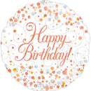 Balloon Alpen Foil 18 Inch Happy Birthday Sparkling Fizz Rose Gold