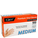 GLOVES CAPRI VINYL POWDERED CLEAR MEDIUM BX100