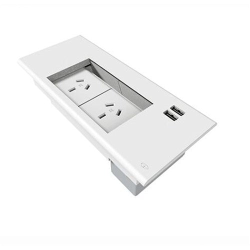 Rapidline Table Surface Mounted Flip Box 2 GPO + 2 USB White | Better Office