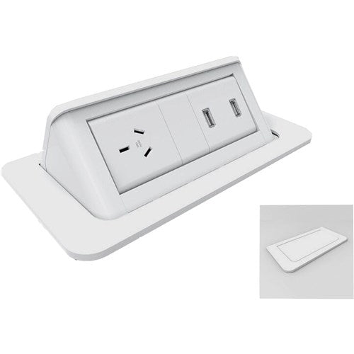 Rapidline Pop-Up Power Module 1 GPO + 2 USB White