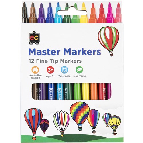 Edvantage Master Marker Bullet Fine Tip 2.6mm Assorted Pack of 12