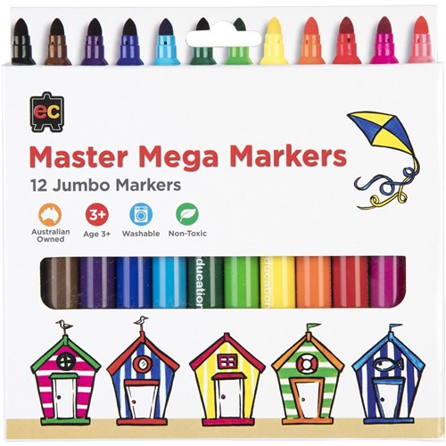 Edvantage Master Mega Marker Broad Tip 5.8mm Assorted Pack of 12