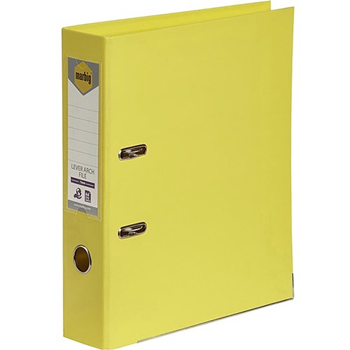 Marbig Linen PE Lever Arch Binder A4 75mm Lemon