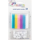 CANDLES ALPEN B/DAY PASTEL W/HOLDER 24'S