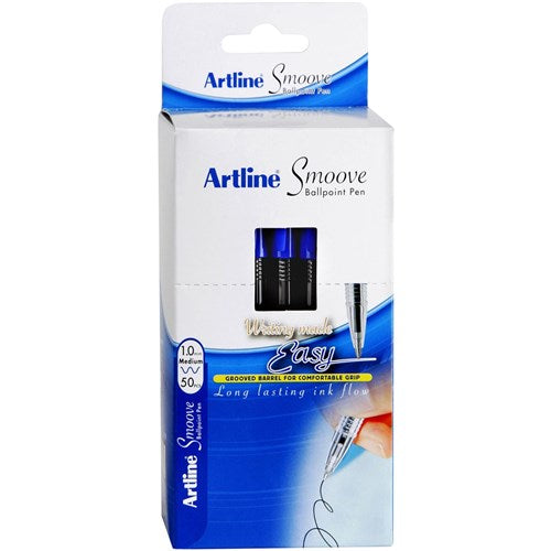 Artline 8210 Smoove Ballpoint Pen Medium 1mm Blue Pack Of 50