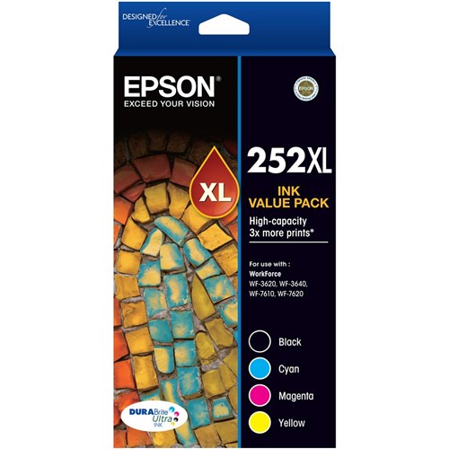 Epson 252XL DURABrite Ultra Ink Cartridge Value Pack Of 4 Assorted Colours | Better Office