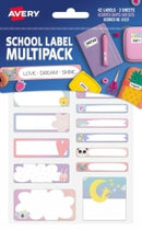 Sp- Labels Name Avery School Multipack Love Dream Shine 3 Sheets 42pk