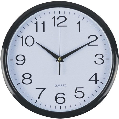Italplast Wall Clock 43cm Round With Large Numbers Black Frame White Face | Better Office