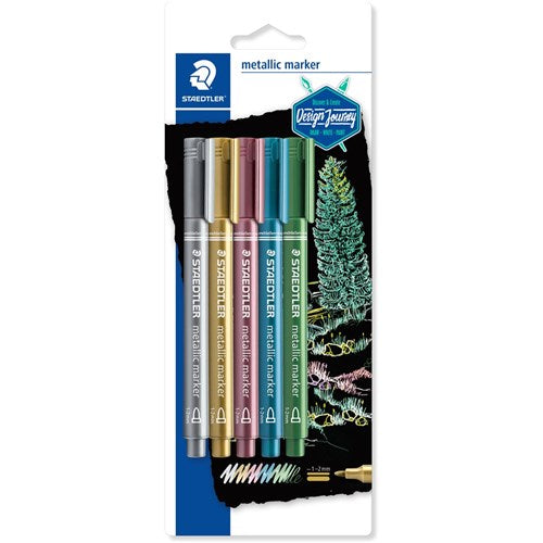 Staedtler 8323 Metallic Marker Bullet 1-2mm Assorted Pack of 5 | Better Office