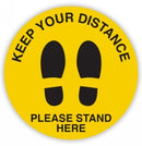 Sign Durus 350mm Social Distancing Shoeprint Flr Adhesive Circle Blk/Ylw