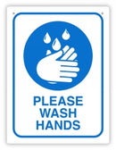 Sign Durus 225x300mm Wash Hands Wall Blue/White