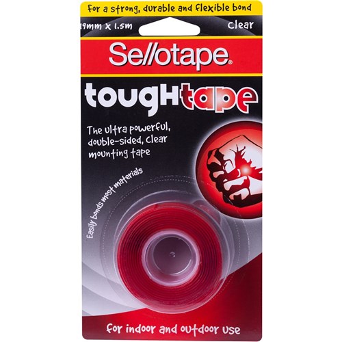 Sellotape Tough Tape Mounting 19mmx1.5m Strip Heavy Duty Clear | Better Office