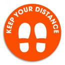 Sign Durus 250mm Dia School Outdoor Floor Adhs Social Distance Orange