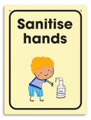 Sign Durus 225x300mm School Wall Sanitise Hands Yellow