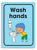 Sign Durus 225x300mm School Wall Wash Hands Blue