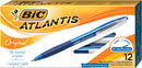 Pen Bic Atlantis Retractable Med Blue Bx12