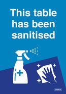 Sp- Tent Stand Durus 100mmx150mm This Table Has Been Sanitised Blue & Green