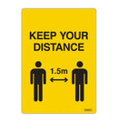 Self Adhesive Durus 105mmx148mm Decal Social Distance Yellow & Black Pk2