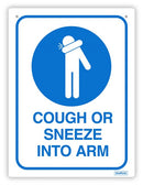 Sp- Sign Durus 225mmx300mm Wall Cough Or Sneeze Into Arm Blue & White