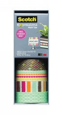 Tape Washi Scotch Expressions Diamonds Dots Lines & Weave Pk4