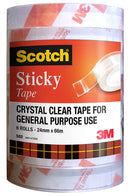 Tape Sticky Scotch 502 24mmx66m Bulk Pk6