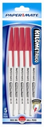 Pen P/Mate Bp Kilometrico Med Red 5pk H/Sell