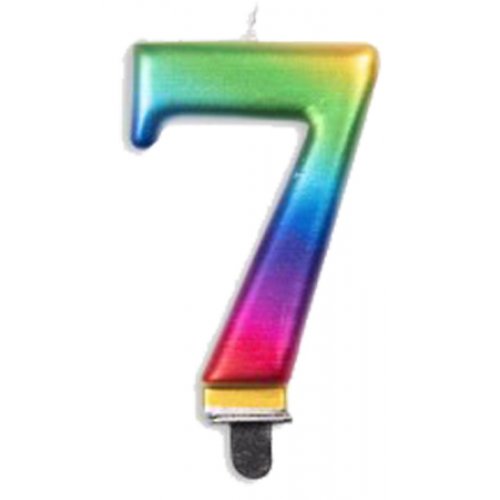 CANDLE ALPEN NUMERAL #7 METALLIC RAINBOW