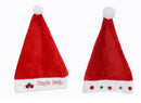 Xmas Hat Plush With Jingle Bells 2 Asst