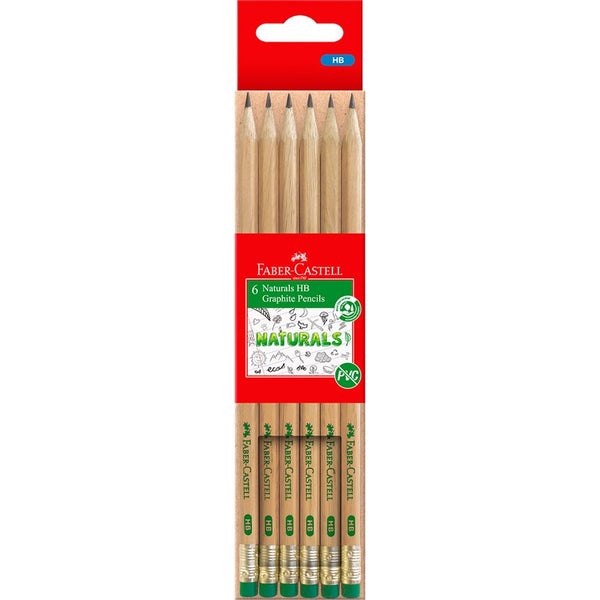 PENCIL GRAPHITE FABER-CASTELL NATURAL ERASER TIP HB BX6