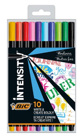 FINE LINER BIC 0.4MM ASSORTED PK 10