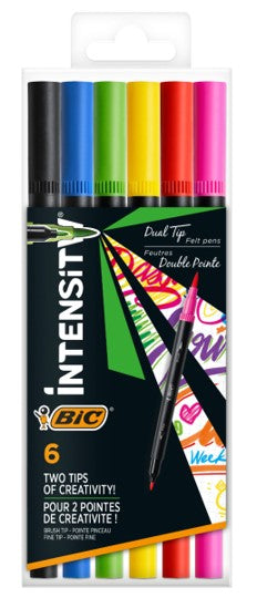 DUAL TIP MARKER BIC 1.0MM ASSORTED PK 6