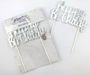 Cake Topper Alpen Happy Birthday Metallic Silver