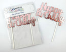 Cake Topper Alpen Happy Birthday Metallic Rose Gold