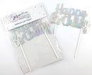 Cake Topper Alpen Happy Birthday Metallic Iridescent